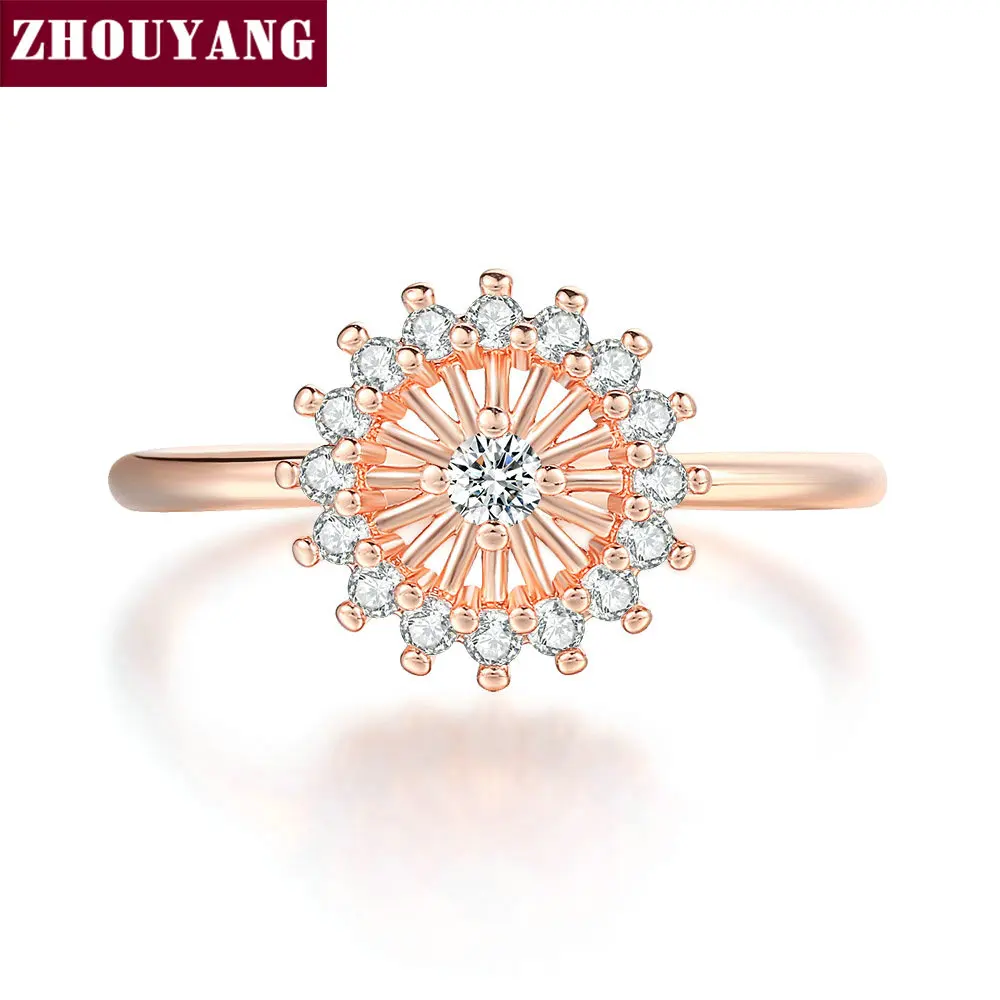 Фото ZHOUYANG геометрические кольца для женщин уникальный стиль большой фианит