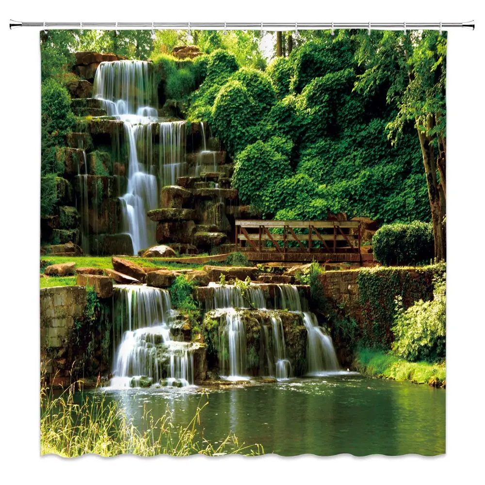 Waterfall Scenery Shower Curtains Natural Landscape Green Plant Leaf Water Stone Pattern Bathroom Decor Polyester Fabric Home
Waterfall Scenery Shower Curtains Natural Landscape Green Plant Leaf Water Stone Pattern Bathroom Decor Polyester Fabric Home
