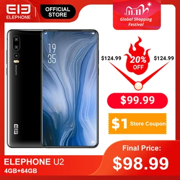 

ELEPHONE U2 Smartphone Helio P70 Octa Core 4GB 64GB 16MP Pop-up Front Camera 6.26" FHD+ Screen Side Fingerprint Android 9.0