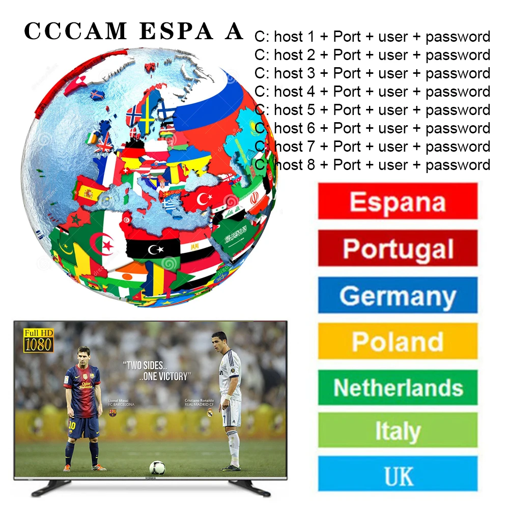Europe Cccams 7lines Server with 12 Month cccam For Portugal Germany Poland Spain Italy support DVB-S2 IKS Satelite TV Receptor
Europe Cccams 7lines Server with 12 Month cccam For Portugal Germany Poland Spain Italy support DVB-S2 IKS Satelite TV Receptor