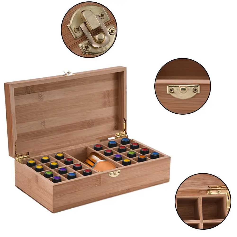 25 Grids Bamboo Essential Oil Box With DIY Protective Wooden Storage Case For Artistic Ornament Decorative Gift
25 Grids Bamboo Essential Oil Box With DIY Protective Wooden Storage Case For Artistic Ornament Decorative Gift