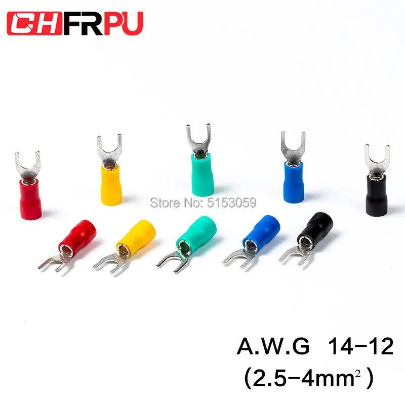 100Pcs SV series Fork Insulated Electrical Wire Crimp Terminals A.W.G 14-12 spade terminals Crimp Wire Connectors
100Pcs SV series Fork Insulated Electrical Wire Crimp Terminals A.W.G 14-12 spade terminals Crimp Wire Connectors