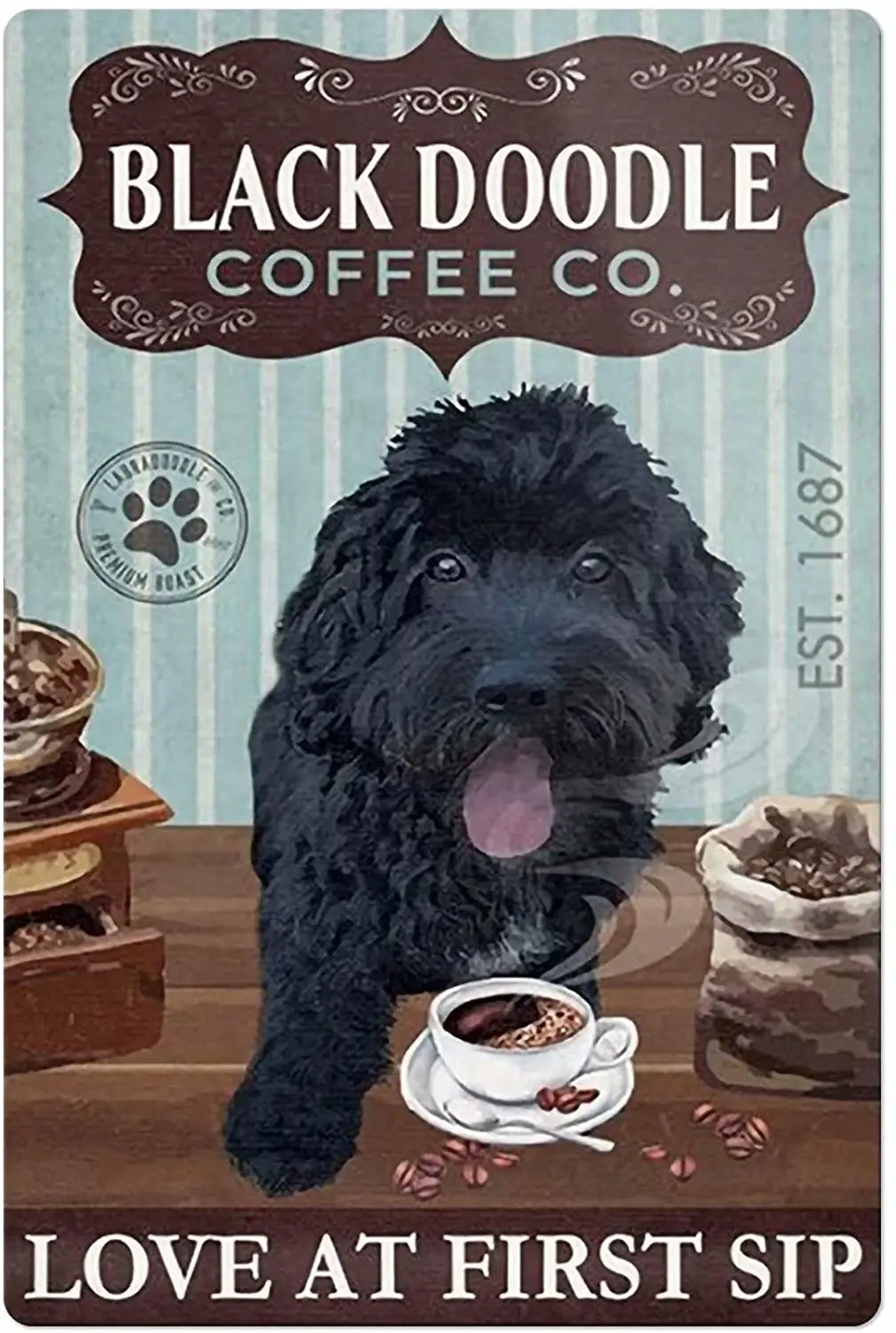 Black Dog Coffee Metal Tin Sign,Love at First Sip,Retro Iron Painting for Home Hotel Bar Cafe Outdoor Wall Decoration 12x17 Inch 
Black Dog Coffee Metal Tin Sign,Love at First Sip,Retro Iron Painting for Home Hotel Bar Cafe Outdoor Wall Decoration 12x17 Inch