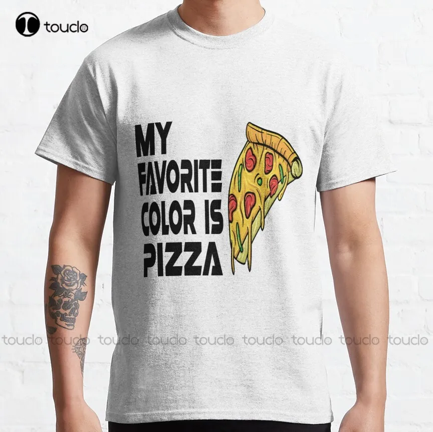

Мой любимый цвет-это Классическая футболка с пиццей, рубашки на Хэллоуин, индивидуальные модные смешные унисекс рубашки для подростков, Новинка