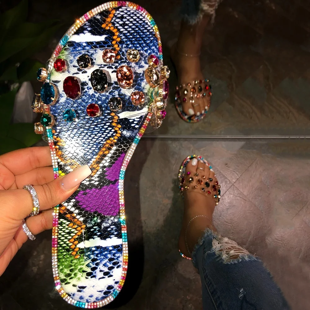 Snake Pattern Gem PVC Slippers Women Outdoor Candy-colored Beach Sandals Spring Summer Bright Rhinestones Shoes Flip Flop
Snake Pattern Gem PVC Slippers Women Outdoor Candy-colored Beach Sandals Spring Summer Bright Rhinestones Shoes Flip Flop
