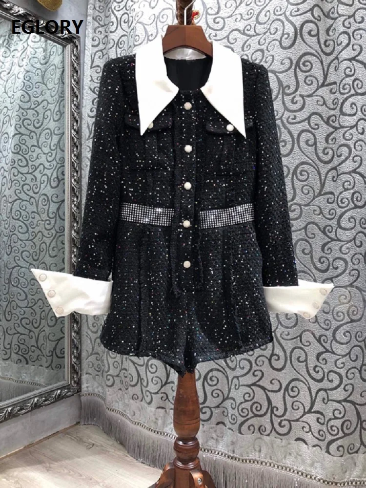 New 2020 Autumn Winter Jumpsuit High Quality Wool Blend Women Turn-down Collar Sequined Buttons Deco Long Sleeve Jumpsuit Short
New 2020 Autumn Winter Jumpsuit High Quality Wool Blend Women Turn-down Collar Sequined Buttons Deco Long Sleeve Jumpsuit Short