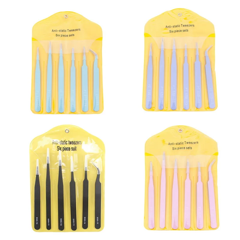 6pcs ESD Anti-Static Stainless Steel Tweezers Set Maintenance Repair Tool Kit Anti Static Model Making Tool Hand Tool Set
6pcs ESD Anti-Static Stainless Steel Tweezers Set Maintenance Repair Tool Kit Anti Static Model Making Tool Hand Tool Set