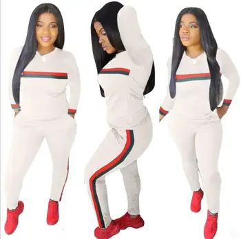 Stripe Tracksuits 2 Set Piece Set Woman Tops Sweatshirt Long Pants Pockets Club Suits Overalls Outfit
Stripe Tracksuits 2 Set Piece Set Woman Tops Sweatshirt Long Pants Pockets Club Suits Overalls Outfit