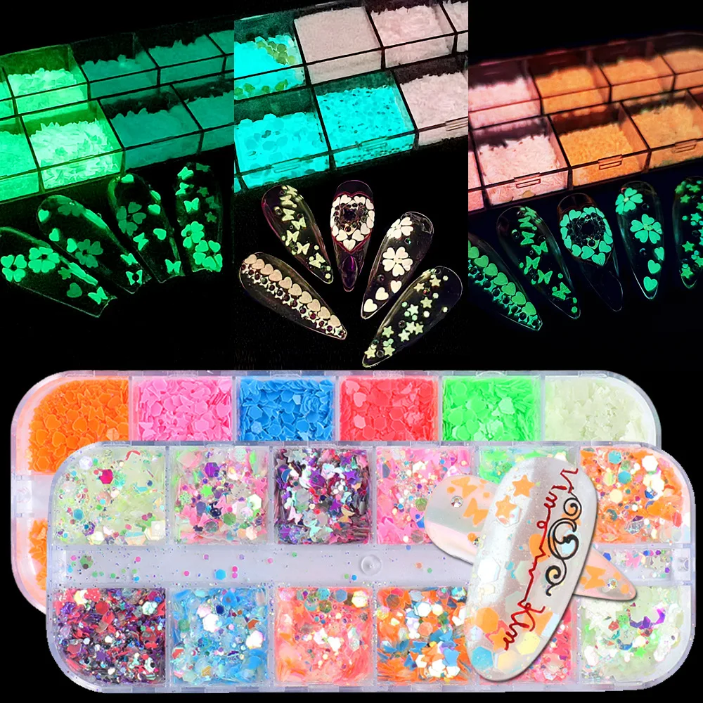1 Box Luminous Butterfly Sequins Fluorescent Glow in The Dark Thin Heart Star Nail Art Glitter Flakes Tips Decor
1 Box Luminous Butterfly Sequins Fluorescent Glow in The Dark Thin Heart Star Nail Art Glitter Flakes Tips Decor