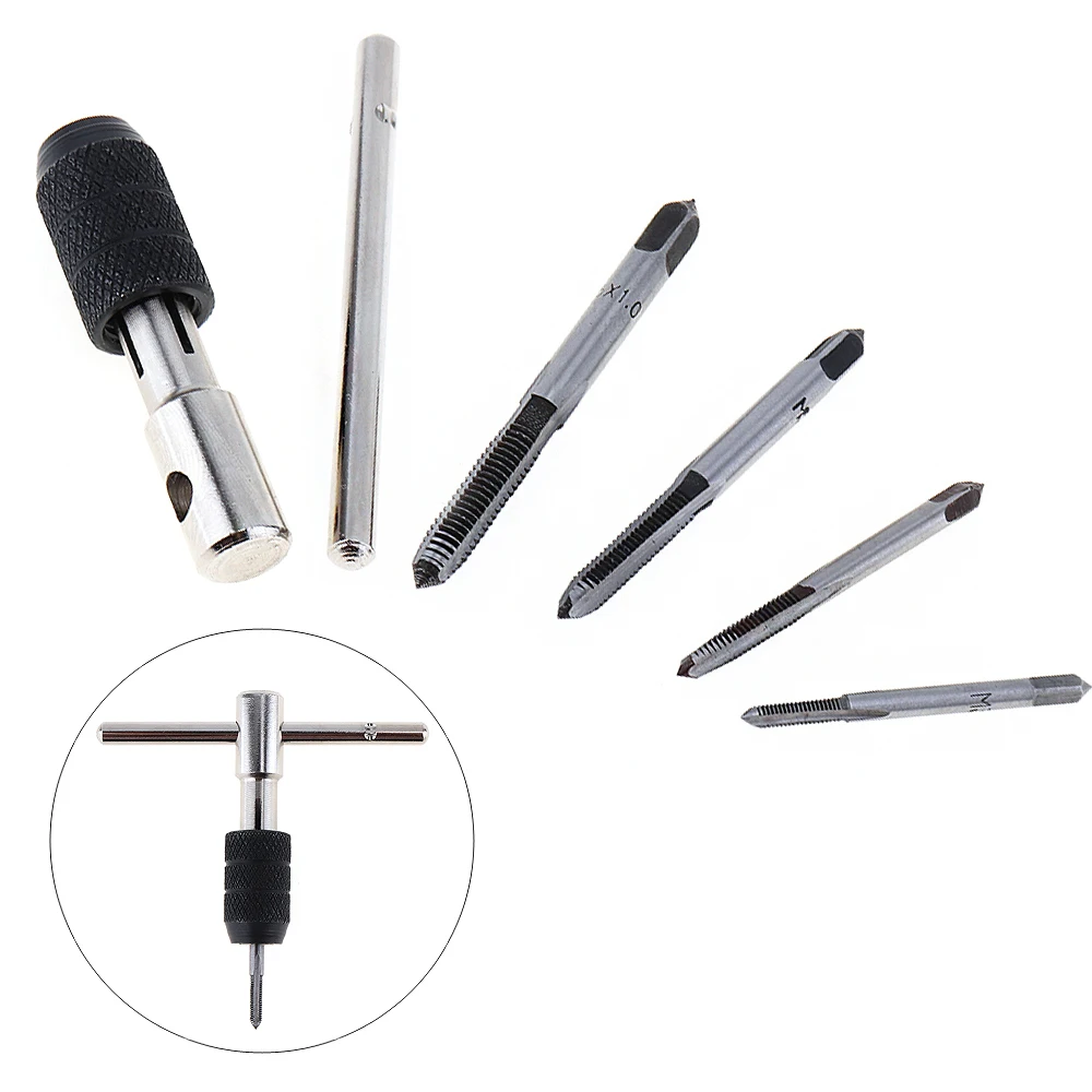 5pcs/set Alloy Steel T-handle Tap Wrench Metric T Type Drift Holder Set with 4pcs M3-M6 Screw Taps for Processing Parts
5pcs/set Alloy Steel T-handle Tap Wrench Metric T Type Drift Holder Set with 4pcs M3-M6 Screw Taps for Processing Parts