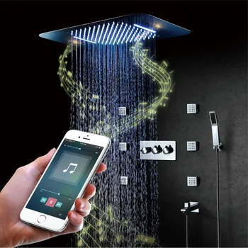 New Ceiling Embedded LED Shower Set With Six 2-Inch Body Jets Thermostatic Multifunction color change Bathroom Shower Set
New Ceiling Embedded LED Shower Set With Six 2-Inch Body Jets Thermostatic Multifunction color change Bathroom Shower Set
