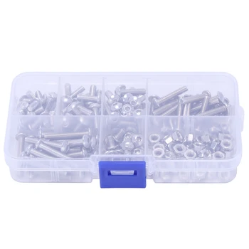 170Pcs M4 Stainless Steel Hex Drive Button Head Socket Cap Bolts Screws Nuts Assortment Kit (M4)
170Pcs M4 Stainless Steel Hex Drive Button Head Socket Cap Bolts Screws Nuts Assortment Kit (M4)