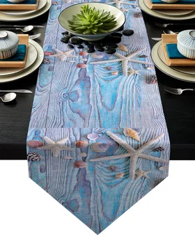 Shells Summer Plank Wooden Blue Beach Table Runner Table Flag Home Party Decorative Tablecloth Table Runners 
Shells Summer Plank Wooden Blue Beach Table Runner Table Flag Home Party Decorative Tablecloth Table Runners