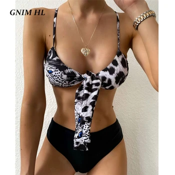 GNIM High Waist Leoaprd Print Swimwear Women Bandage Bikini Mujer 2020 Summer Swimsuit Female Two Pieces Backless Biquini Set
GNIM High Waist Leoaprd Print Swimwear Women Bandage Bikini Mujer 2020 Summer Swimsuit Female Two Pieces Backless Biquini Set