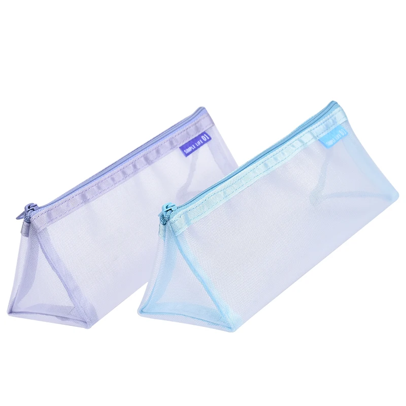 Vertical triangular mesh zipper transparent student nylon simple large capacity pencil bag student Education Office Supplies
Vertical triangular mesh zipper transparent student nylon simple large capacity pencil bag student Education Office Supplies