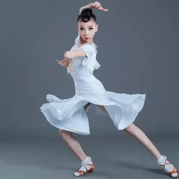 Lace Fringed Dress Girl Latin Dance Dress Competition For Children Ballroom Kids Skirt Tango Salsa Dancewear Practice Wear White
Lace Fringed Dress Girl Latin Dance Dress Competition For Children Ballroom Kids Skirt Tango Salsa Dancewear Practice Wear White