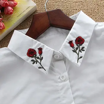 2020 New Women Red Rose Floral Embroidery Pointed Lapel Fake Collar Detachable Half-Shirt 
2020 New Women Red Rose Floral Embroidery Pointed Lapel Fake Collar Detachable Half-Shirt