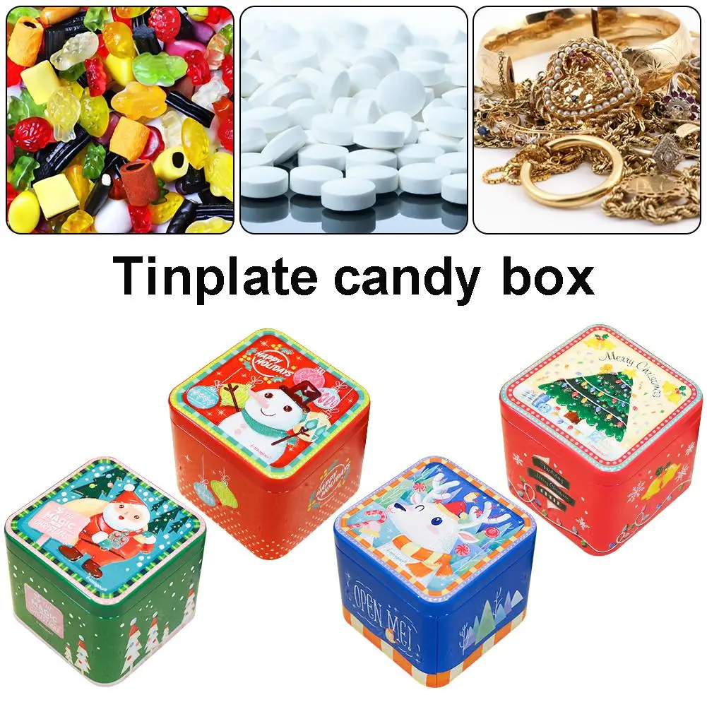 christmas santa elk tinplate gift box mini snowman storage candy
