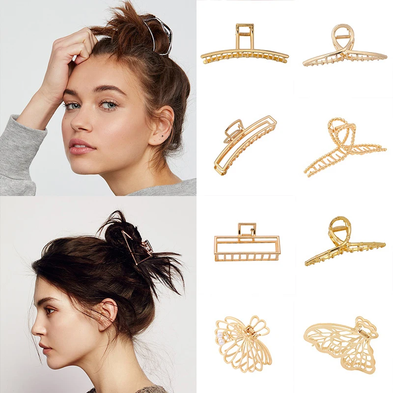 

2022 New Elegant Big Hair Claw Clips for Women Metal Hollow Geometric Headband Hairpin Crab Hair Clip Fashion Hair Accessories