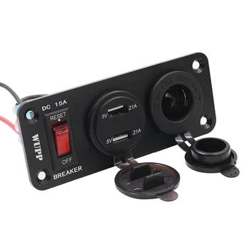 5V 2.1A Dual USB Car Power Adapter Switch Panel LED DC12-24V Voltmeter Monitor Circuit Breakers Switch For Car Truck Marine Boat
5V 2.1A Dual USB Car Power Adapter Switch Panel LED DC12-24V Voltmeter Monitor Circuit Breakers Switch For Car Truck Marine Boat