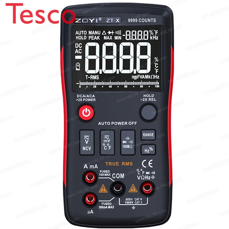 ZOYI ZT-X True-RMS Digital Multimeter Button 9999 Counts Voltage Current Ohm Auto multimeter with English Russian manual
ZOYI ZT-X True-RMS Digital Multimeter Button 9999 Counts Voltage Current Ohm Auto multimeter with English Russian manual