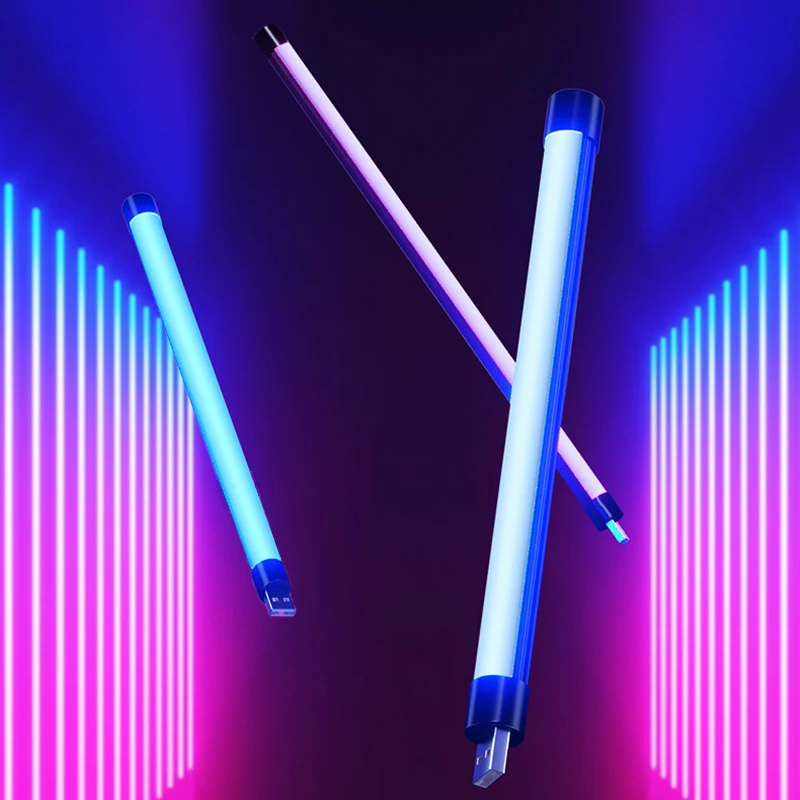 RGB Colorful Atmosphere Night Light Portable LED Fill Photography Lighting Stick USB Powered Selfie Lamp Live Beauty Luzes | Лампы и