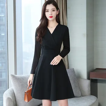 Elegant Dress Women Office Lady Black V Neck Temperament Show Thin Long Sleeve Circular Dress vestidos verano mujer Elegant #F
Elegant Dress Women Office Lady Black V Neck Temperament Show Thin Long Sleeve Circular Dress vestidos verano mujer Elegant #F