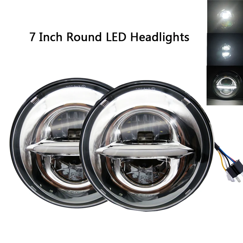 Black 7 Inch LED Round Headlights For Lada Niva 4x4 Urban 7" Chrome Headlamp With White Daytime Running Light For Hummer H1 H2
Black 7 Inch LED Round Headlights For Lada Niva 4x4 Urban 7" Chrome Headlamp With White Daytime Running Light For Hummer H1 H2