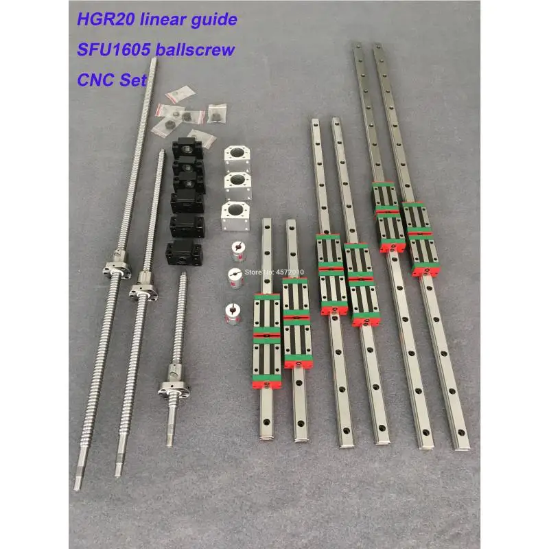 

Hgr20 Square 3 Axis 4Aixs Cnc Guide 20Mm Linear Rails Linear Guide Hgh20 16Mm Ball Screw Sfu1605/1610 Set for Cnc Router