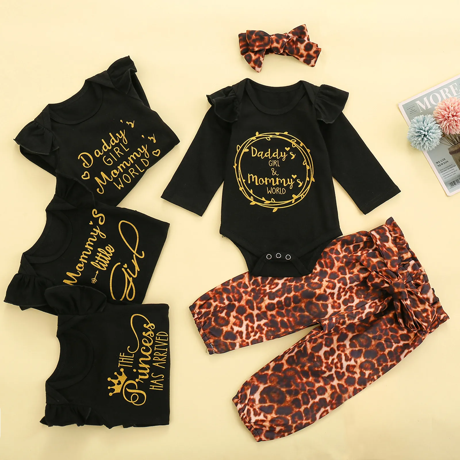 diadema niña Newborn Baby Girls Fashion Letter Romper+ Leopard Pants +Headbands Outfits Set Three-piece romper Family print M5
diadema niña Newborn Baby Girls Fashion Letter Romper+ Leopard Pants +Headbands Outfits Set Three-piece romper Family print M5