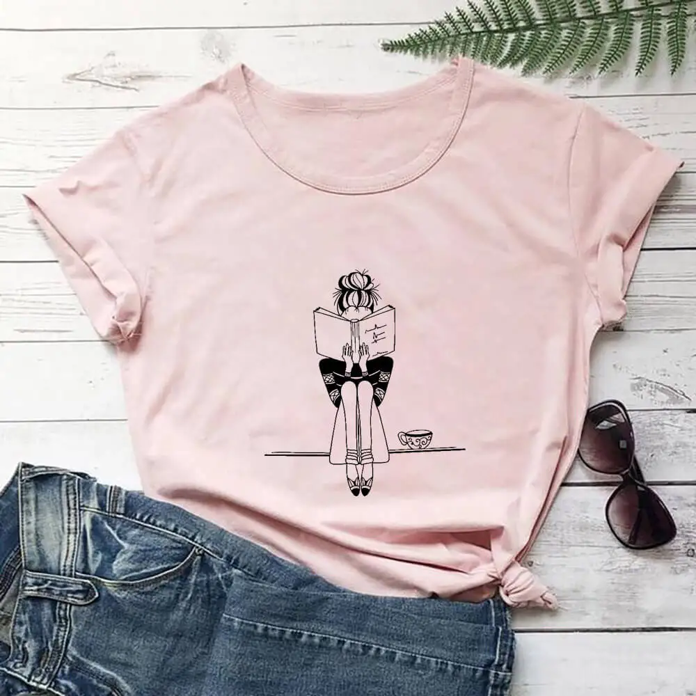 Reading Girl 100%Cotton Graphic Print Women Tshirt Cool Girls Funny Summer Casual Short Sleeve Top Holiday Shirt Gift for Her
Reading Girl 100%Cotton Graphic Print Women Tshirt Cool Girls Funny Summer Casual Short Sleeve Top Holiday Shirt Gift for Her