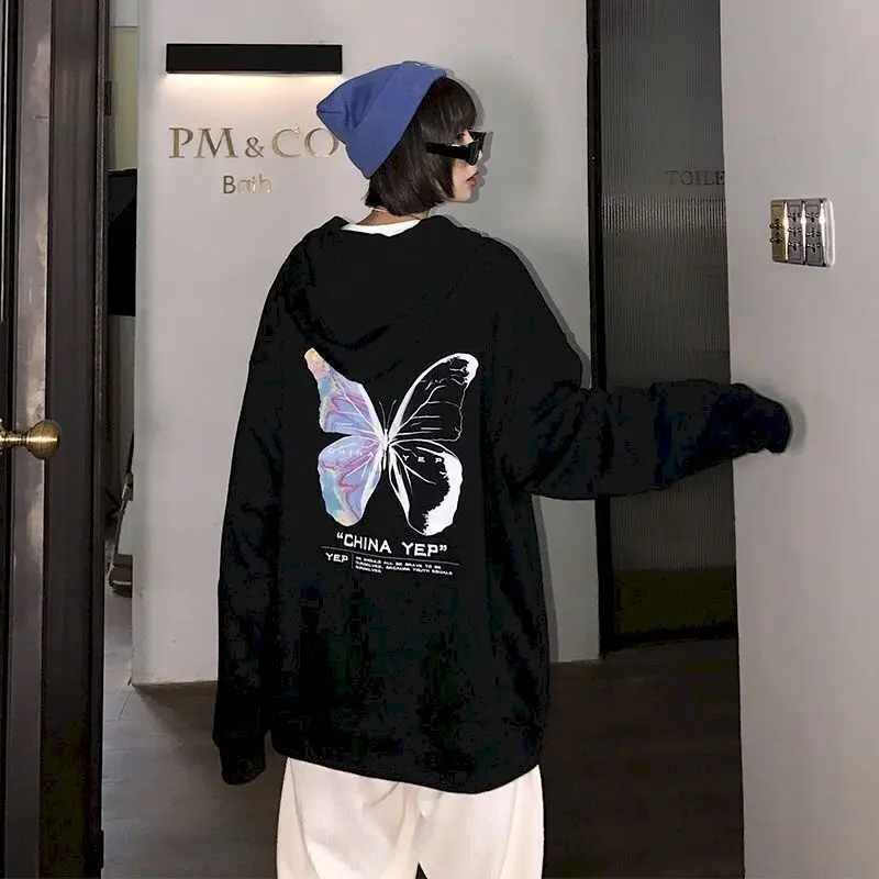 Sweatshirt women black butterfly Sweatshirt women loose Korean version 2020 new spring and autumn BF lazy style thin hooded top
Sweatshirt women black butterfly Sweatshirt women loose Korean version 2020 new spring and autumn BF lazy style thin hooded top
