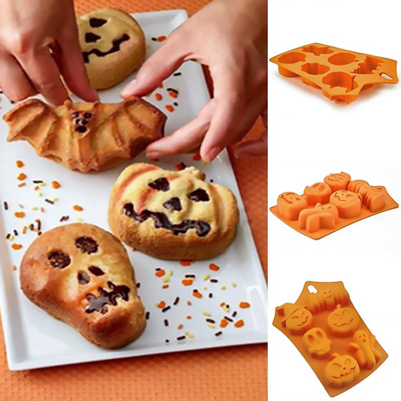 6 grids Halloween Silicone Cake Mold DIY Cake Decoration Hat Skull Pumpkin Mold Tool for Home Party Chocolate Bakeware Tools
6 grids Halloween Silicone Cake Mold DIY Cake Decoration Hat Skull Pumpkin Mold Tool for Home Party Chocolate Bakeware Tools