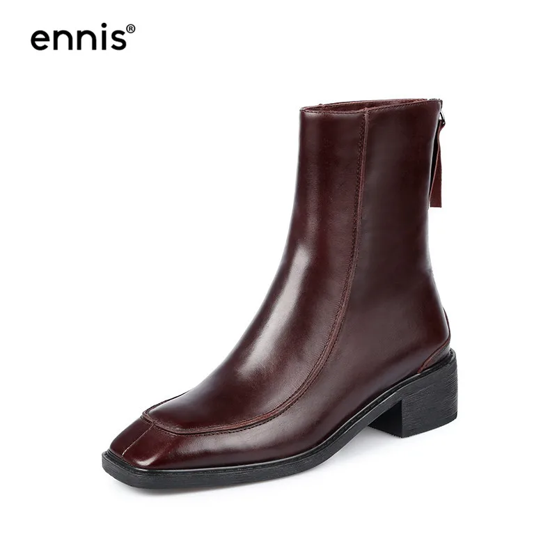 ENNIS Black Flat Ankle Boots Genuine Leather Women Short Boots Square Toe Low Heel Ladies Boots Winter Autumn Shoes Red A0063
ENNIS Black Flat Ankle Boots Genuine Leather Women Short Boots Square Toe Low Heel Ladies Boots Winter Autumn Shoes Red A0063