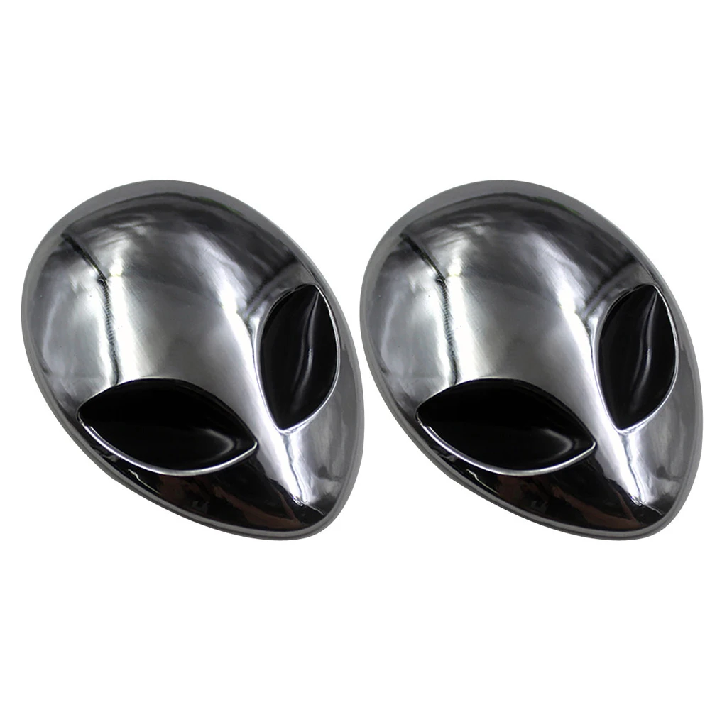 2 Pieces Chrome Auto 3D Emblem Badge Sticker, Alien Head Car Decal Universal for Cars Trucks Motorcycles 2 Pieces Chrome Auto 3D Emblem Badge Sticker, Alien Head Car Decal Universal for Cars Trucks Motorcycles