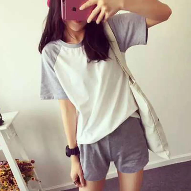Hot Sales Joint Pajamas Women's Summer Thin Section Short Sleeve Shorts Women's Home Wear Large Size Gray Leisure Sports Suit 
Hot Sales Joint Pajamas Women's Summer Thin Section Short Sleeve Shorts Women's Home Wear Large Size Gray Leisure Sports Suit