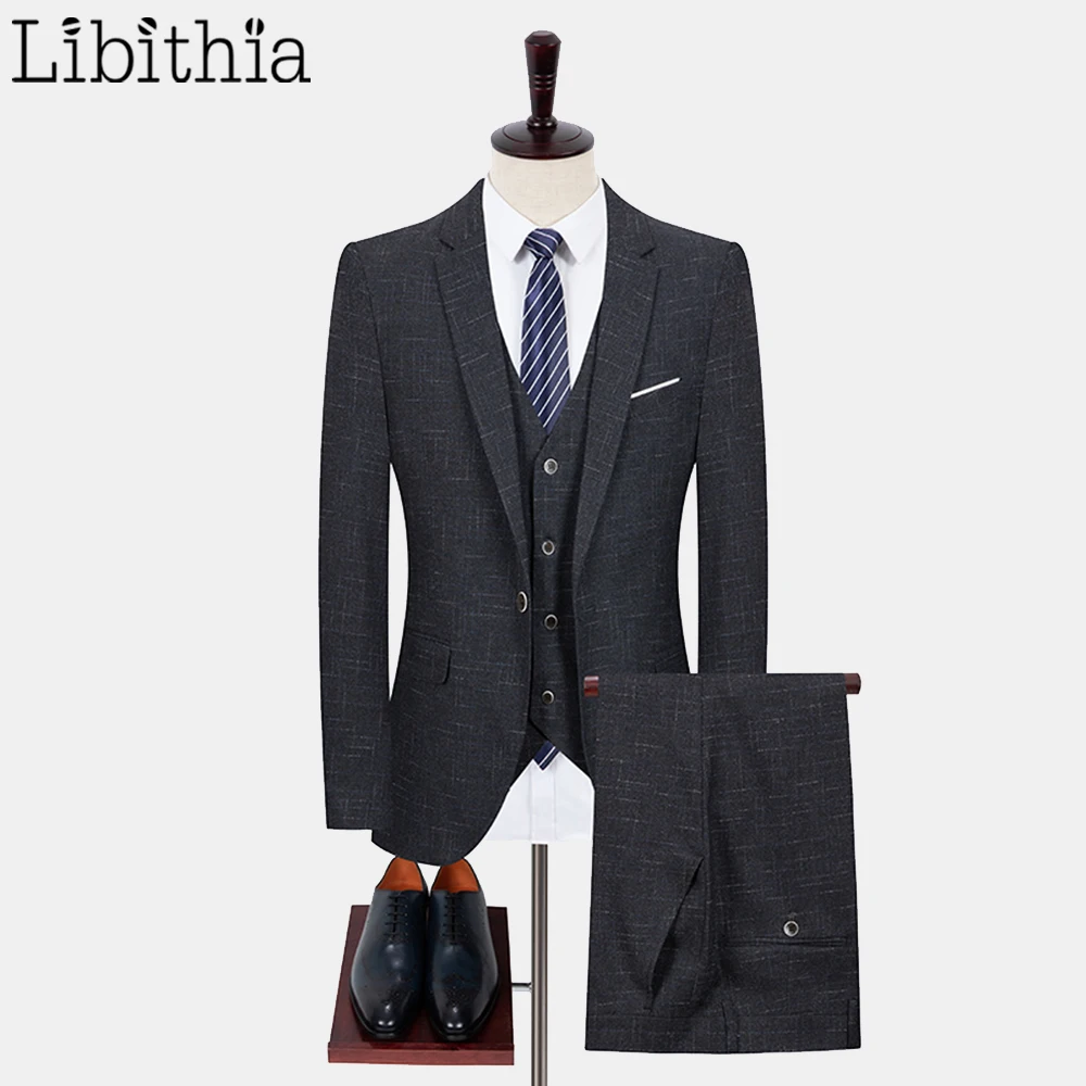 Libithia Men Plaid Three Pieces Suits One Buttons Slim Fit Blazer Jackets Luxury Suits Plus Size 5XL Blue Grey Clothes Male A111
Libithia Men Plaid Three Pieces Suits One Buttons Slim Fit Blazer Jackets Luxury Suits Plus Size 5XL Blue Grey Clothes Male A111