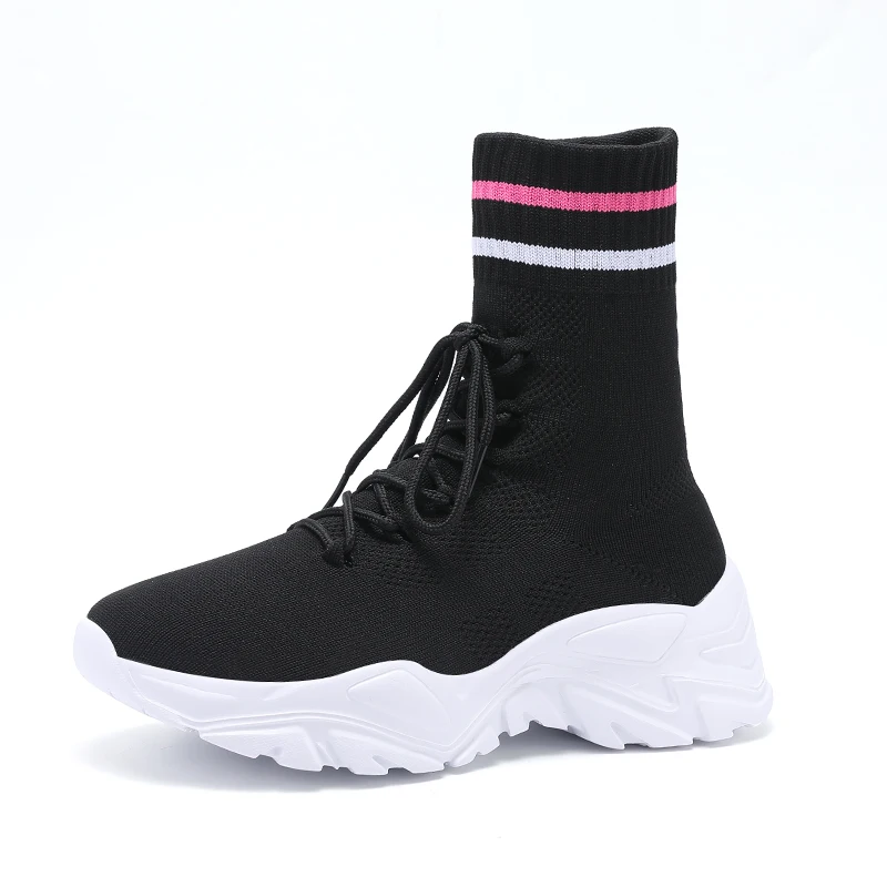 

2022 Hot Winter Women Sock Ankle Boots Black Woman Casual Shoes Lady Girls Platform Boots Female Fashion Botas Mujer