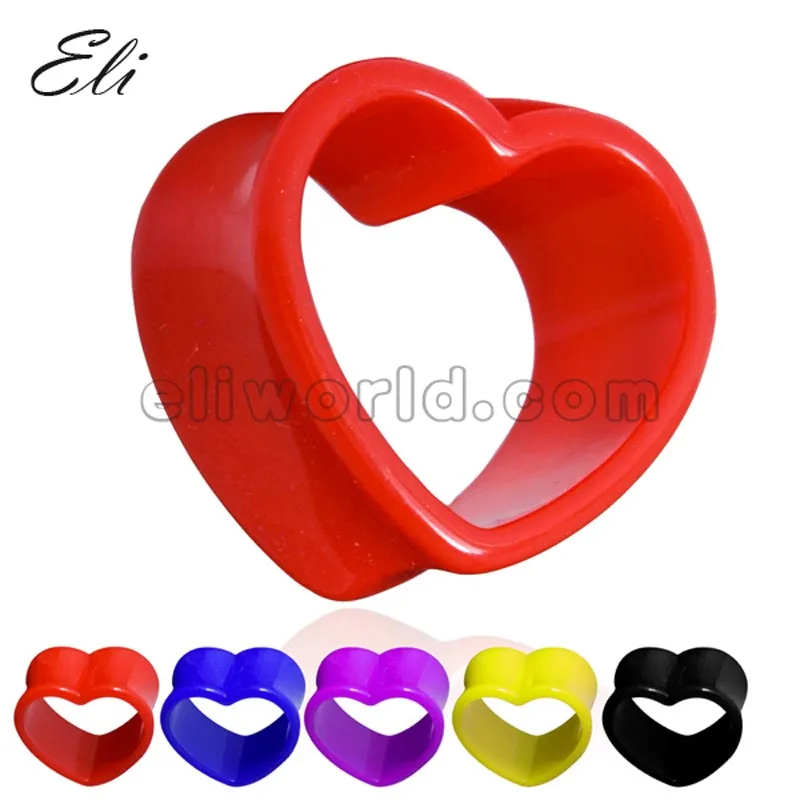 

Eli 1 Pair Acrylic Heart Hollow Double Flare Ear Tunnels Gauges Plugs Earlets Ear Piercing Jewelry Ear Expander Taper Stretcher