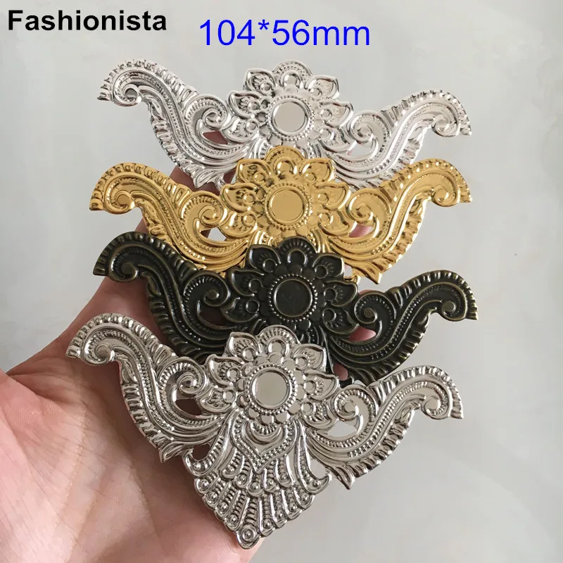 18 pcs - Large Size Metal Stamping Flowers For Decoration 104*56mm Gold-color / Silver-color Steel /Bronze DIY Findings -A | Украшения и