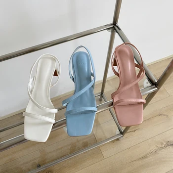Hot Sales Square Toe Sandals Narrow Band Design Slingback Open Toe Slippers Hollow Solid Color One Band Sandals Slides Pumps 
Hot Sales Square Toe Sandals Narrow Band Design Slingback Open Toe Slippers Hollow Solid Color One Band Sandals Slides Pumps