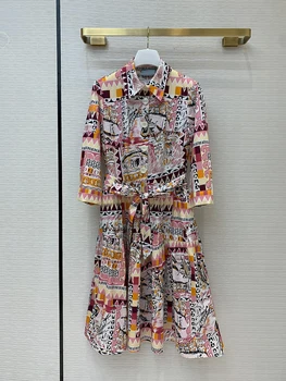 2020 Summer Print Dress Fashion Designer Turn-down Collar Three Quarter Women Dresses
2020 Summer Print Dress Fashion Designer Turn-down Collar Three Quarter Women Dresses