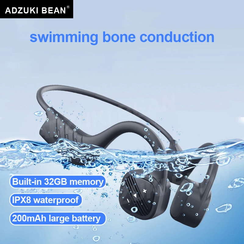 Новые наушники Adzuki bean с костной проводимостью для плавания IPX8 беспроводные