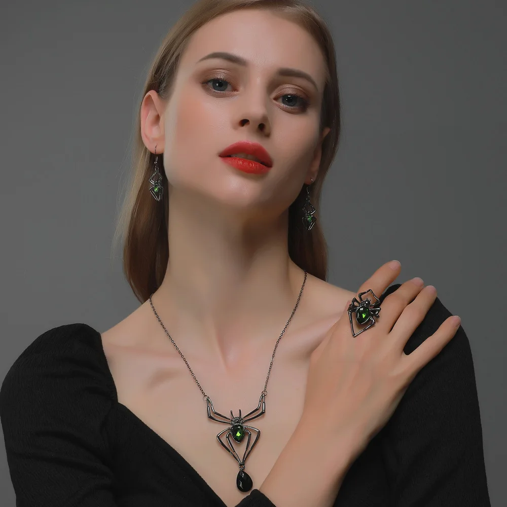 Halloween party jewelry set ladies fashion accessories personality jewelry exaggerated spider necklace earrings ring European an
Halloween party jewelry set ladies fashion accessories personality jewelry exaggerated spider necklace earrings ring European an