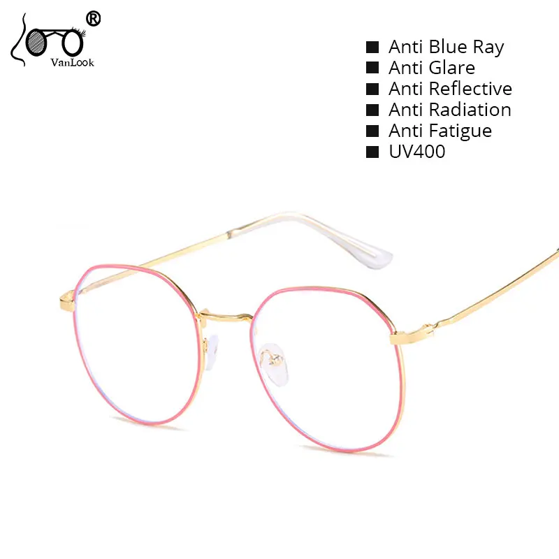 

Women Blue Light Blocking Computer Glasses Screen Protection Round Spectacle Frames For Men Stylish Glasses UV VANLOOK 2020