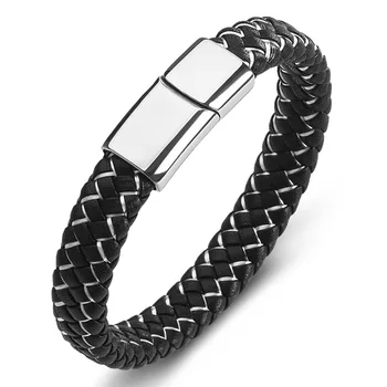 White Black Leather Titanium Steel Woven Bracelet European and American Fashion Simple Boutique Jewelry For Men and Women
White Black Leather Titanium Steel Woven Bracelet European and American Fashion Simple Boutique Jewelry For Men and Women