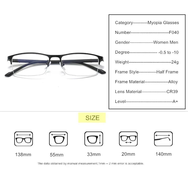 Myopia Glasses -0.5 To -10 Women Men Half Frame Anti Blue Light Photochromic Prescription Spectacles Nearsighted F040 11 Mallzona Hd12119ddd50945ff90871b470a030cecj Myopia Glasses -0.5 To -10 Women Men Half Frame Anti Blue Light Photochromic Prescription Spectacles Nearsighted F040 Mallzona