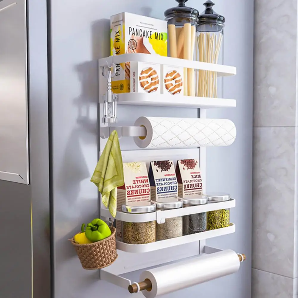 Magnetic Rack Fridge Towel Holder Spice Jars Rack Multi Use Refrigerator Side Shelf
Magnetic Rack Fridge Towel Holder Spice Jars Rack Multi Use Refrigerator Side Shelf