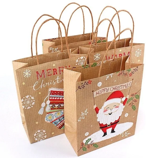 merry christmas kraft paper bag santa claus gift bags candy bag