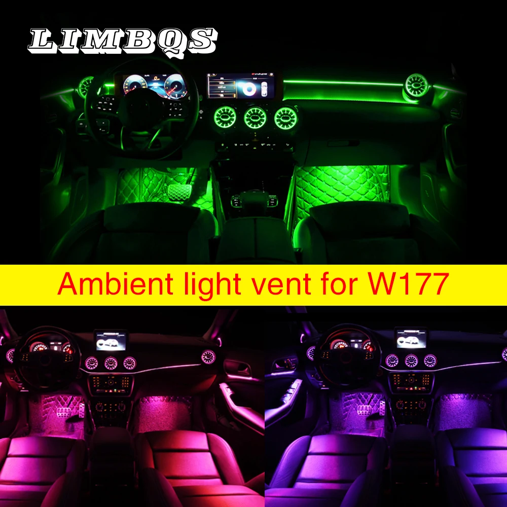 

Car atmosphere ambient lamp for Benz A class W177 automotive interior front rear vent light 64 colors automotive ambient light